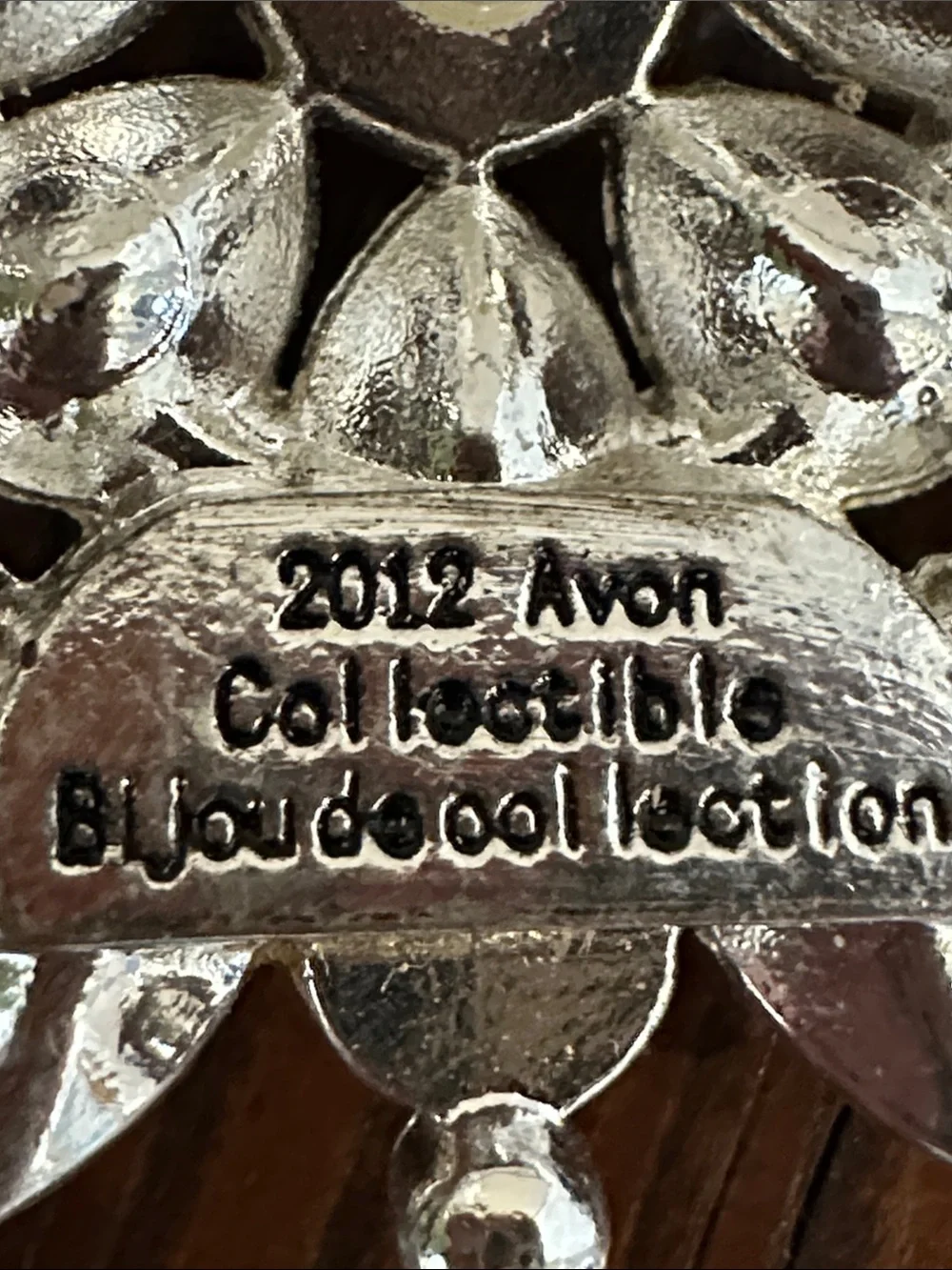 Avon Silver-Tone Crystal and Pearl Floral Brooch